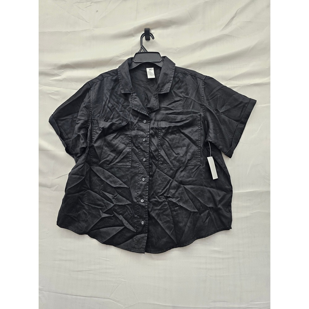 Member's Mark Womens Tencel Camp Shirt Black Lyocell Relaxed Size XL